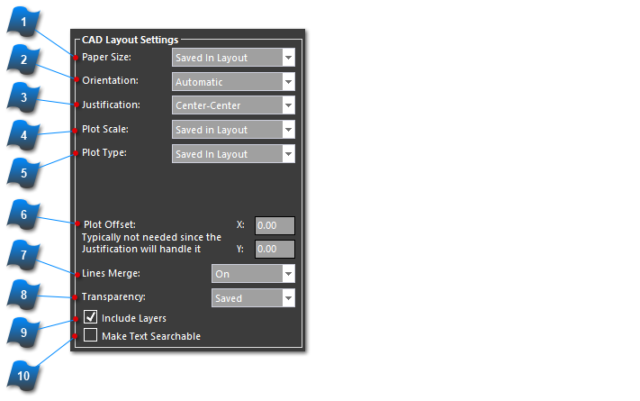 CAD Layout Settings