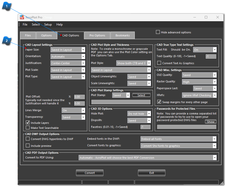 Step 8: Set AutoCAD Plot Options